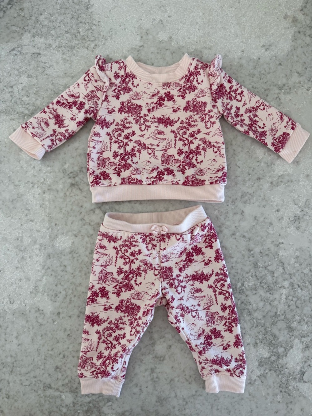 Janie & Jack | Pink Toile Two-Piece Baby Sweater Set